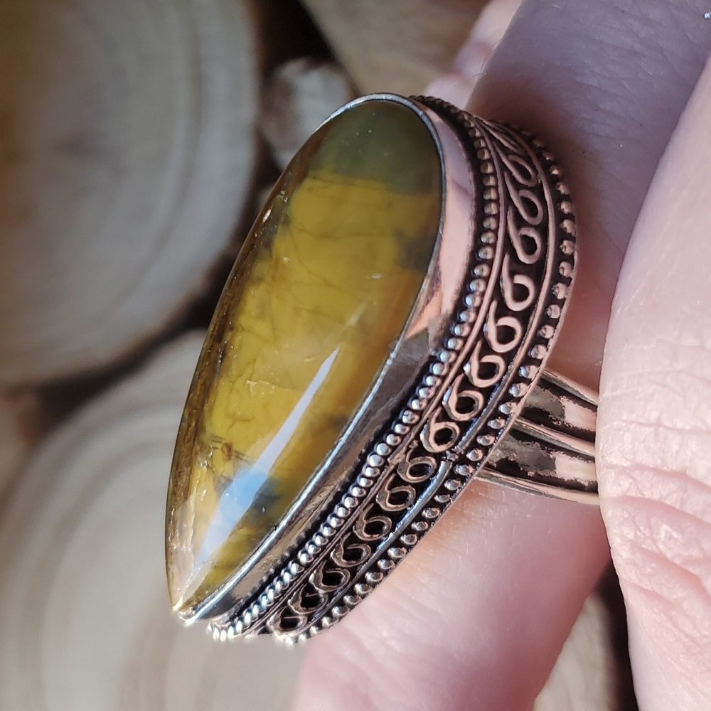 New Golden Pietersite 925 Silver Ring.